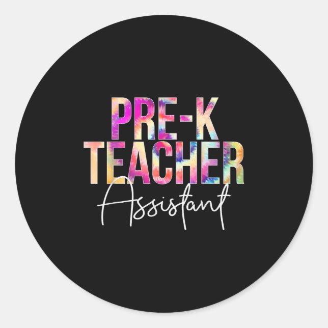 Pegatina Redonda Pre-k Teacher Istant Tie Dye Back To School Apprec (Anverso)