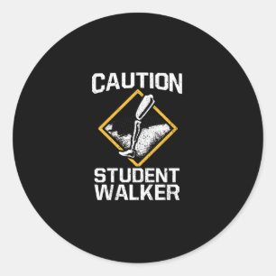 Pegatina Redonda Precaución Estudiantil Walker Amputation Leg Disab