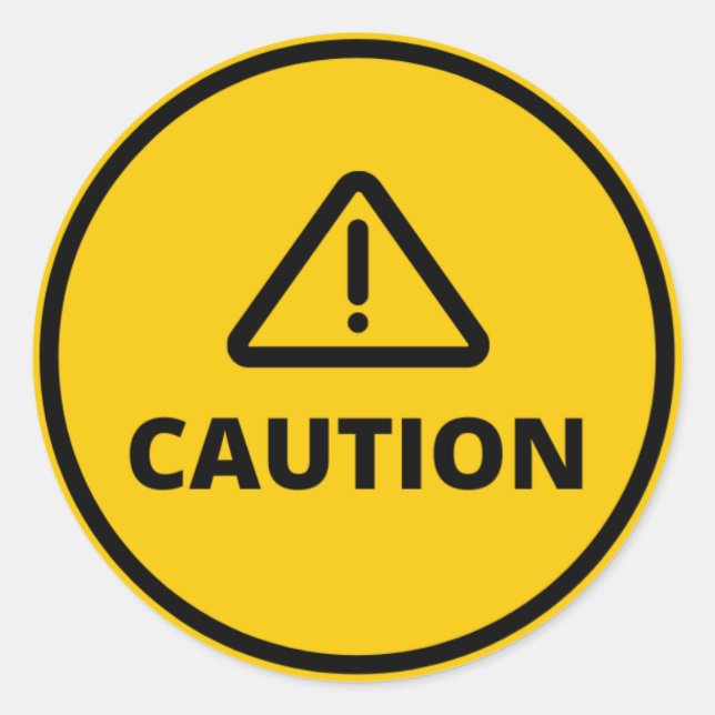 Pegatina Redonda Precaución Seguridad (Anverso)