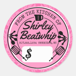 Pegatina Redonda Precio personalizado de la panadería de utensilios