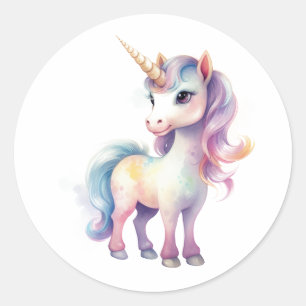 Pegatina Redonda Preciosa unicornio majestuosa, regalo para Chicas