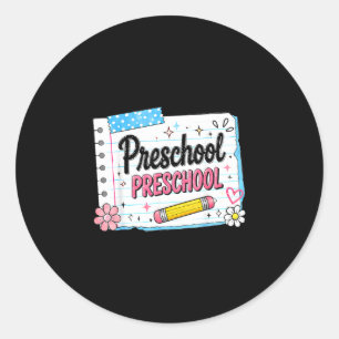 Pegatina Redonda Preescolar vuelve a la escuela para niñas preescol