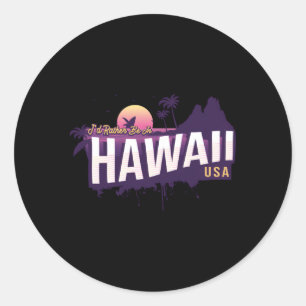 Pegatina Redonda Preferiría Estar En Hawaii, Ee. Uu. Hawaii