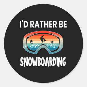 Pegatina Redonda Preferiría Estar Snowboard Retro Sunset Gogles Sn