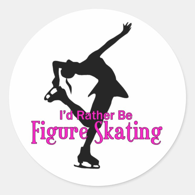 Pegatina Redonda "Preferiría Ser Patinaje Artístico" (Anverso)