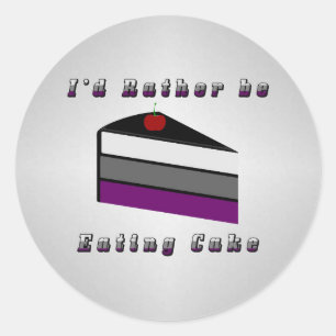 Pegatina Redonda Prefiero comer pastel asexual con bandera del Orgu