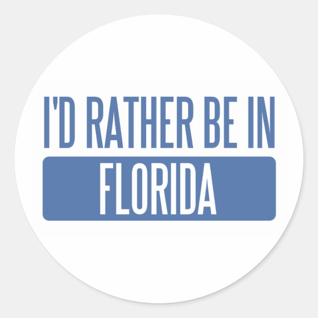 Pegatina Redonda Prefiero estar en Florida (Anverso)