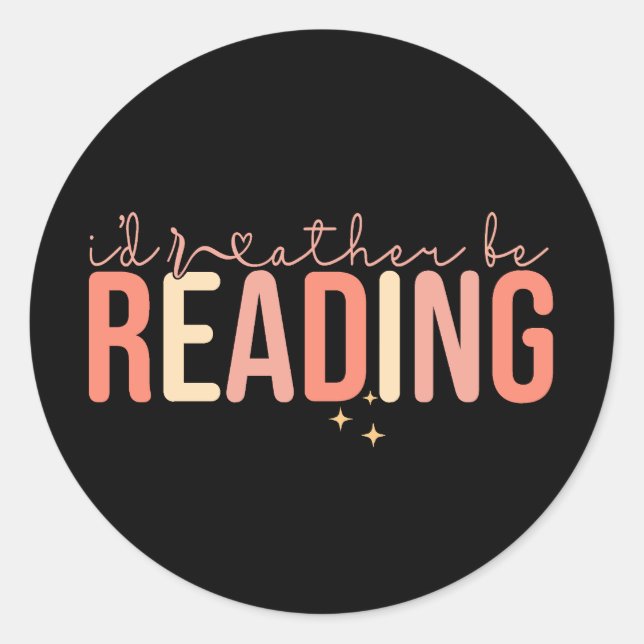 Pegatina Redonda Prefiero estar leyendo (Anverso)