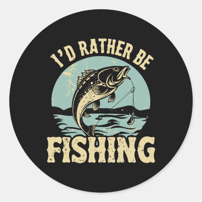 Pegatina Redonda Prefiero estar pescando hombres mujeres niños pesc (Anverso)