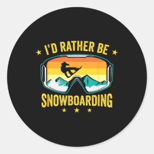 Pegatina Redonda Prefiero estar Snowboard deportes de invierno Snow