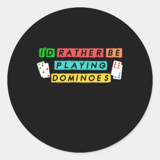Pegatina Redonda Prefiero Jugar A Dominoes Tiles Puzzler Regalo