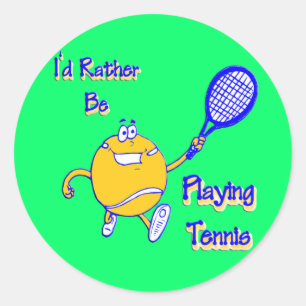 Pegatina Redonda Prefiero jugar al tenis