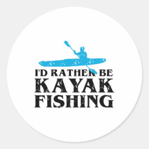Pegatina Redonda Prefiero Pescar en Kayak Cute Amor Por Kayak Gif