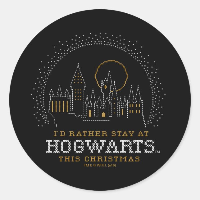 Pegatina Redonda Prefiero quedarme en el arte cruzado HOGWARTS™ (Anverso)