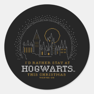 Pegatina Redonda Prefiero quedarme en el arte cruzado HOGWARTS™