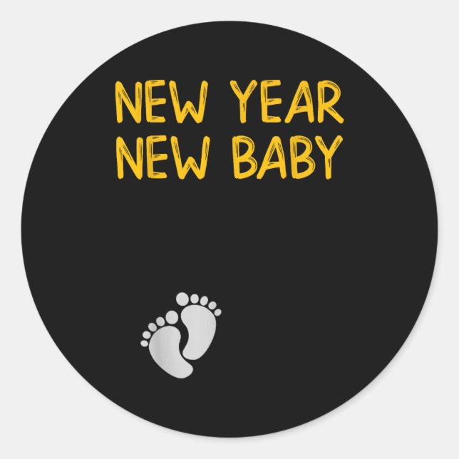 Pegatina Redonda Pregnancy Announcemen - New Year New Baby  (Anverso)