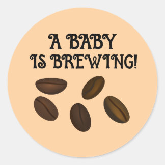 PEGATINA REDONDA PREGNANCY BABY SHOWER COFFEE BEANS STICKERS