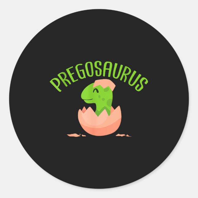 Pegatina Redonda Pregosaurus Preggo Saurus Pregnant Women Dino Love (Anverso)
