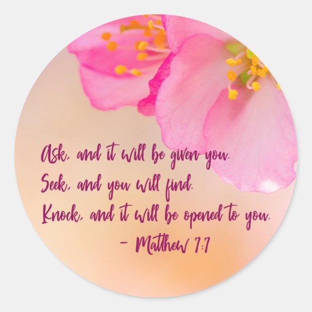 Pegatina Redonda Pregunta, Y Será Cristiano Floral Inspiradora (Anverso)