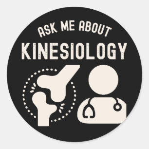Pegatina Redonda Pregúntame sobre Kinesiología, Kinesiólogo
