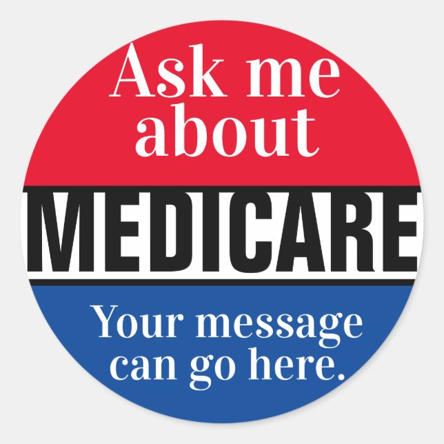 Pegatina Redonda Pregúntame sobre Medicare (Anverso)