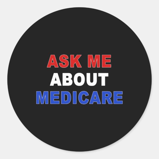 Pegatina Redonda Pregúntame sobre Medicare (Anverso)