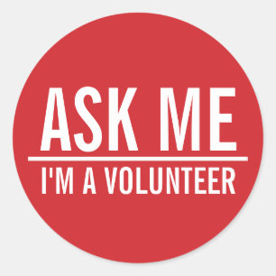 Pegatina Redonda Preguntar   Insignia de Voluntarios Rojos