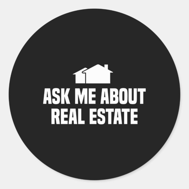Pegatina Redonda Preguntarme por agente inmobiliario (Anverso)