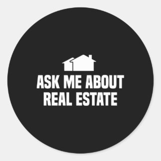 Pegatina Redonda Preguntarme por agente inmobiliario