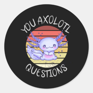 Pegatina Redonda Preguntas axolotl