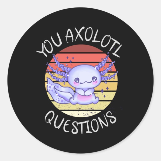 Pegatina Redonda Preguntas axolotl (Anverso)
