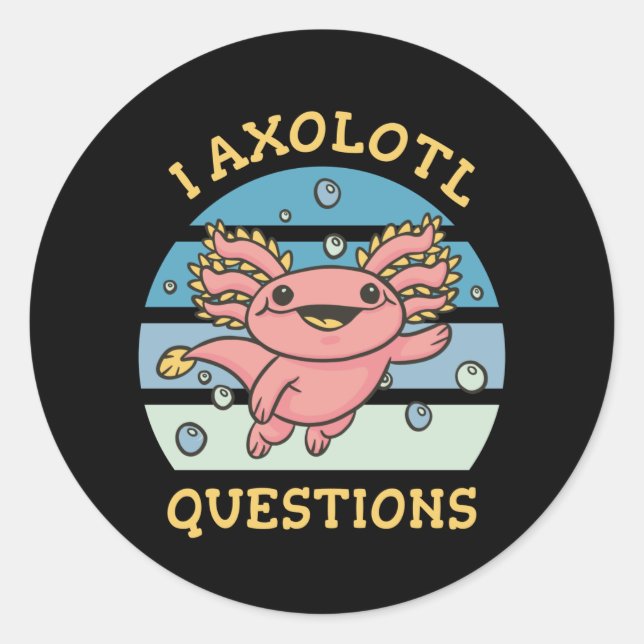 Pegatina Redonda Preguntas axolotl (Anverso)