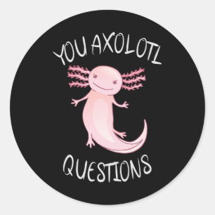 Pegatina Redonda Preguntas axolotl