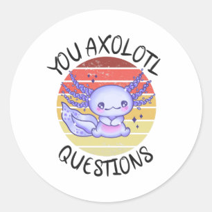 Pegatina Redonda Preguntas axolotl