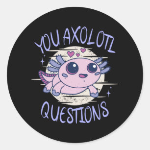 Pegatina Redonda Preguntas axolotl