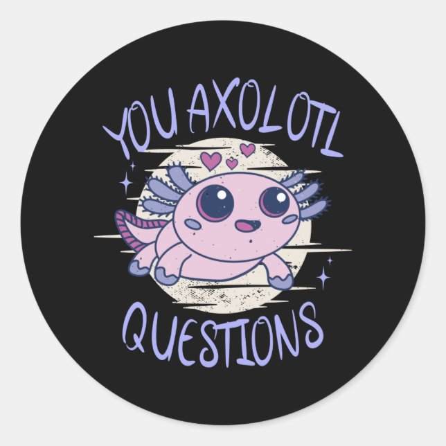 Pegatina Redonda Preguntas axolotl (Anverso)