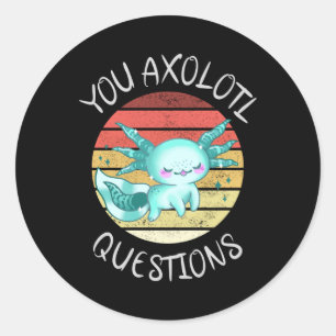 Pegatina Redonda Preguntas axolotl