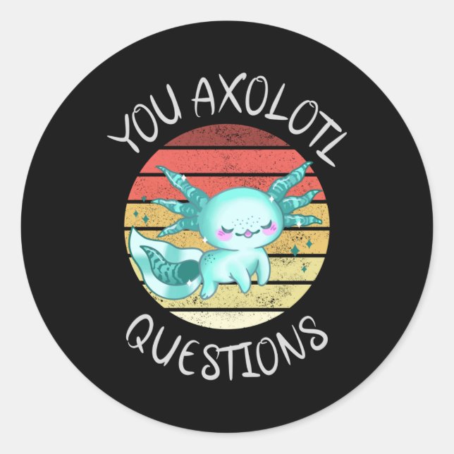 Pegatina Redonda Preguntas axolotl (Anverso)