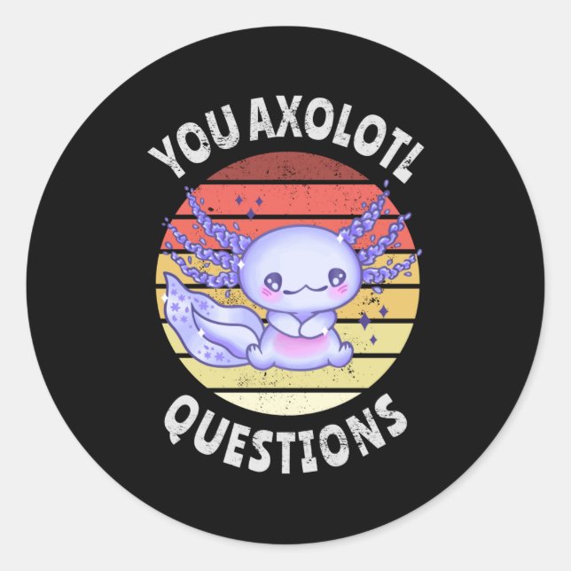 Pegatina Redonda Preguntas axolotl (Anverso)