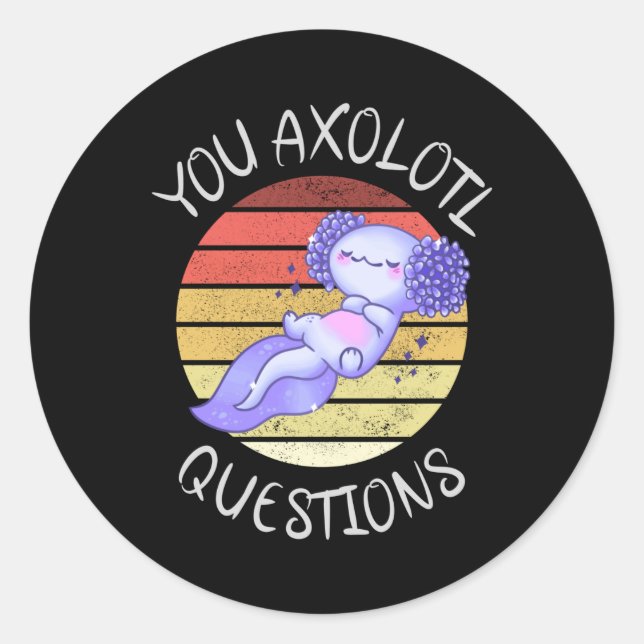 Pegatina Redonda Preguntas axolotl (Anverso)