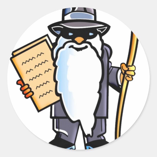 Pegatina Redonda Pregunte a Moses (Anverso)