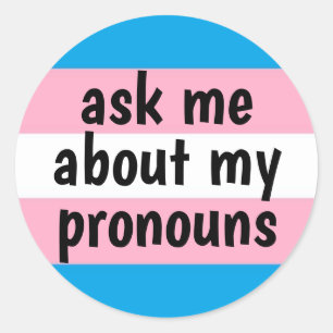 Pegatina Redonda pregúnteme acerca de mi bandera del orgullo del