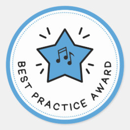 Pegatina Redonda Premio a la mejor práctica Notas musicales del pro