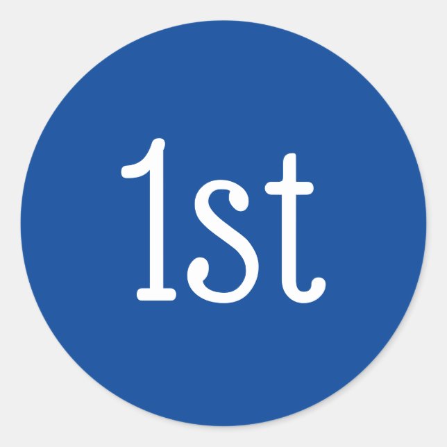 Pegatina Redonda Premio al ganador del primer primer puesto de azul (Anverso)