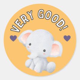 Pegatina Redonda Premio al Progreso de los Estudiantes del Elefante