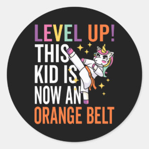 Pegatina Redonda Premio Carate Uniform Unicorn Level Up Naranja Bel