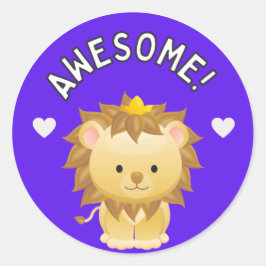Pegatina Redonda Premio Cute Lion Awesome Student Progress