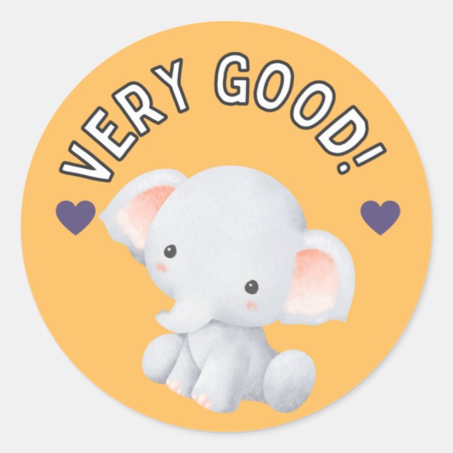 Pegatina Redonda Premio de Progreso Estudiantil Elefante Adorable B (Anverso)