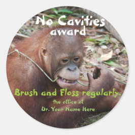 Pegatina Redonda Premio Dentista Sin Cavidades para Niños