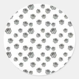 Pegatina Redonda Premium Silver Gift Boxes Elegant Holiday Party